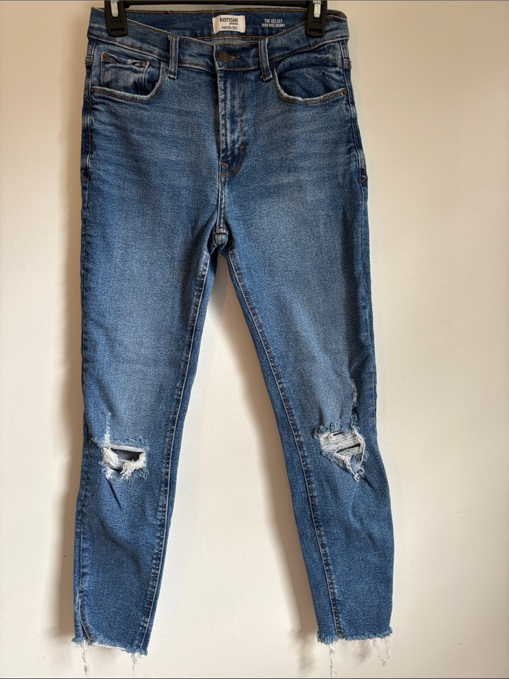 Kensie Distressed Skinny Jeans - Blue